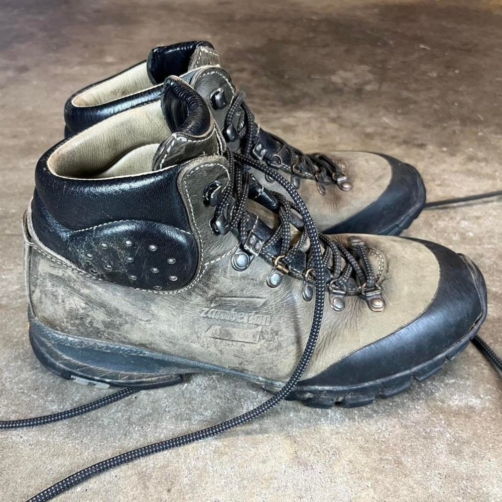 Zamberlan Mens 8.5-9 Leather Hiking Boots‎ Vibram Brown Black Trail Boots